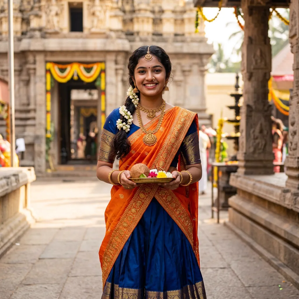 Half saree event makeup